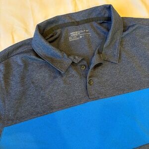 Nike Golf Dri-Fit‎ Polo Shirt Men’s XL Blue Gray Stripe Standard Fit Performance